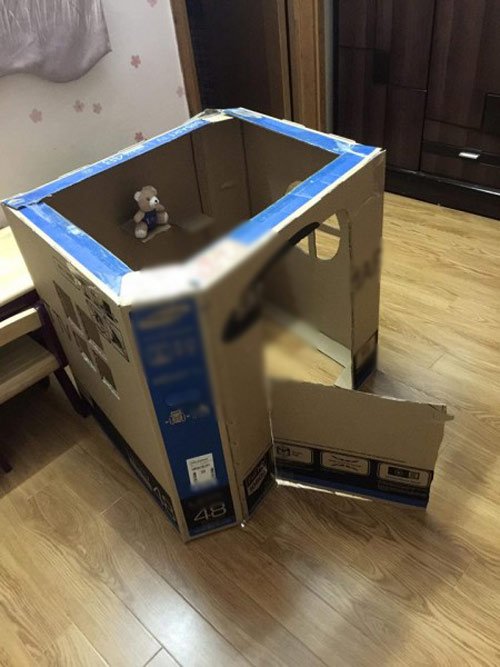 Sốt sình sịch với ngôi nhà bằng thùng carton-bao bì carton cho bé